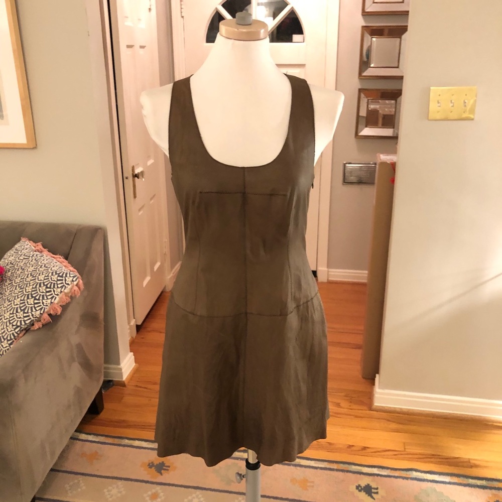 illia 100% Genuine Leather Racerback Mini Dress